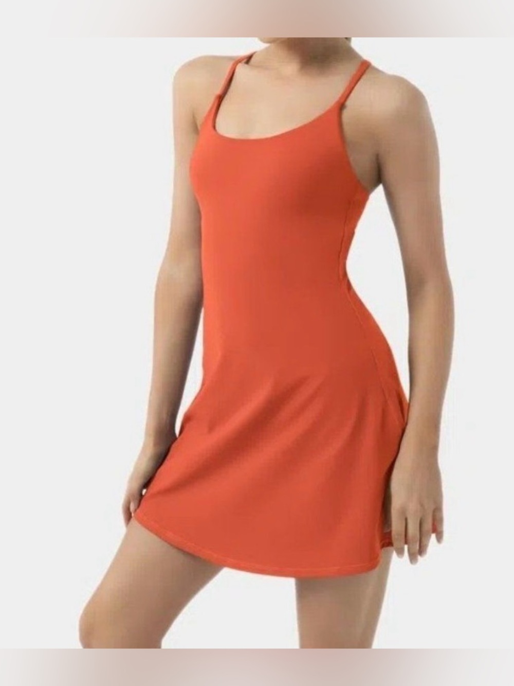 Halara Athletic Dress Built In Shorts Tennis Activewear Orange Sz M Pockets